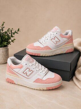 New Balance 550 Pink White Suede Leather Sneakers Women’s 6.5 EU 39